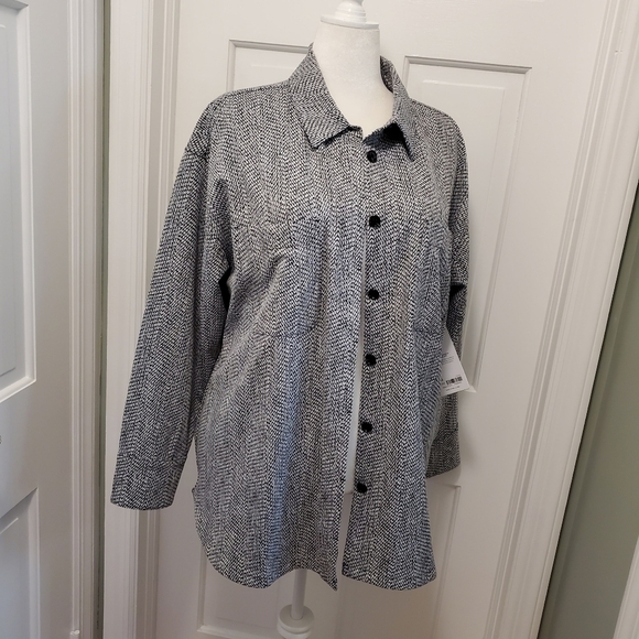 NWT Athleta Black & White Textured Shirt Jacket Size XL, Retail $149.00, Casual - Picture 8 of 12